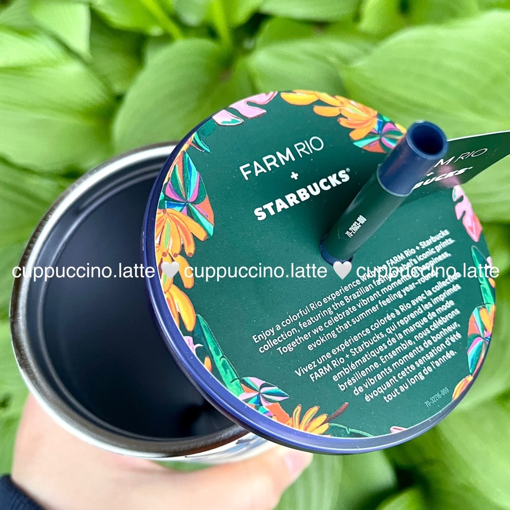 NWT🌴Starbucks x Farm Rio ‘Lenco Azulejo’ Blue & White Shades Tropical SS Tumbler - Picture 8 of 9
